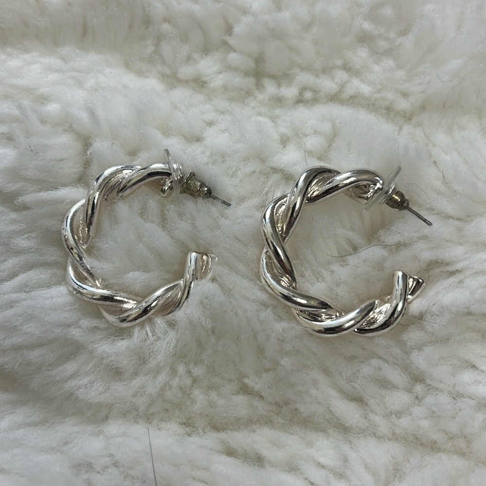 Heavy, Filigree Twisted Hoop Earrings